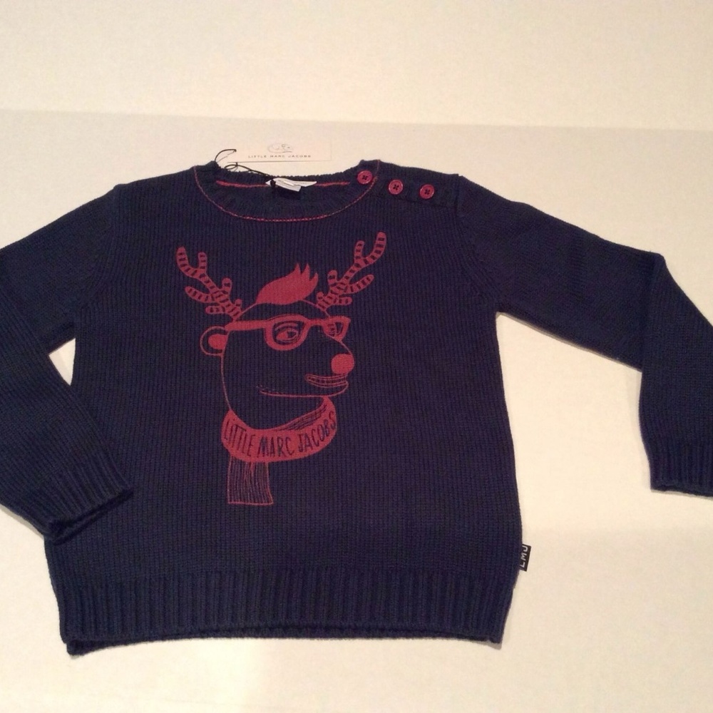 LITTLE MARC JACOBS Blue Knitted Soft Cotton Sweate